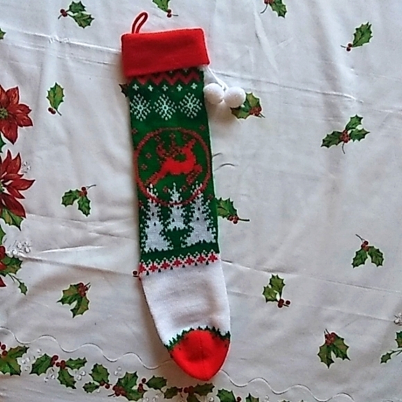 Knit Christmas Sweater Stocking Reindeer - Picture 1 of 6
